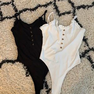Black & white tank top bodysuits